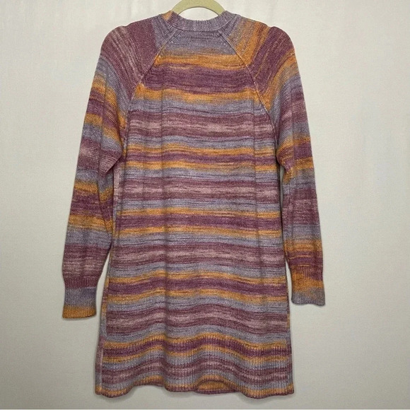 Lucky Brand Boho Soft Cozy Gradient Stripe Longline Open Front Cardigan - Picture 8 of 12
